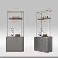 Pair Of Modern Storage Shelving Units With Metal Frame Gray Cabinet Upper Shelves And Coffee Machine