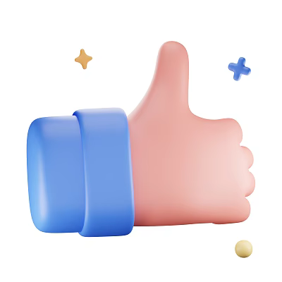 Cartoon Thumbs Up Hand With Blue Wrist And Decorative Stars Plus Signs 3d model