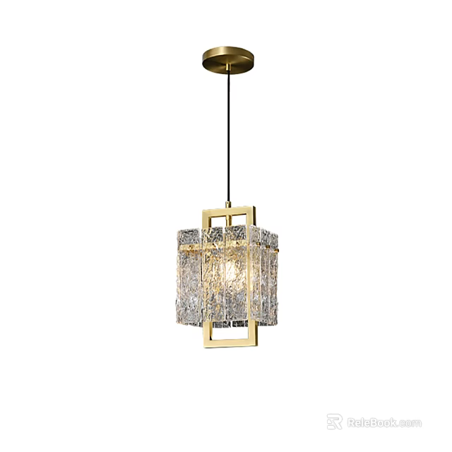 Modern Crystal Chandelier With Gold Frame Square Design For Interior Decoration 3d model