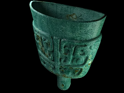 Ancient Bronze Bell Shaped Ornament Decorative Set With Intricate Carvings And Classic Design 3d model