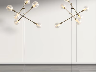 Modern Branching Floor Lamp With Multiple Glass Bulbs And Metal Stand 3d model