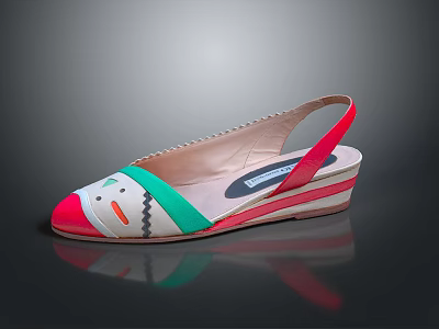 Colorful Women's Wedge Sandals With Cartoon Pattern For Stylish Daily Wear 3d model