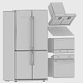 Kitchen Appliances Stainless Steel Double Door Refrigerator Black Built In Oven Microwave Range Hood