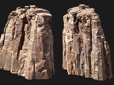 Natural Stone Wood Pillars With Rustic Texture For Decorative Design Elements 3d model