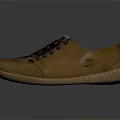 Brown Leather Casual Shoes With Laces And Retro Stitching Design