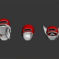 Multiple Red Caps With Black Logo Arranged On White Background