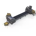 Industrial Conveyor Equipment With Long Black Belt Mechanical Rollers And Granular Material Processing
