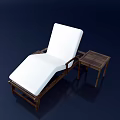 Modern Outdoor Lounge Chair With White Cushion And Wooden Side Table