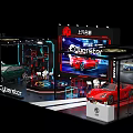 Cyberster SAIC MG Car Exhibition Booth With Different Colored Vehicles And Models