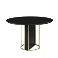 Round Black Dining Table With Gold Metal Frame And Modern Design 3d model