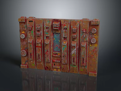 Industrial Vintage Control Panel With Colorful Buttons Dials Switches And Indicators 3d model