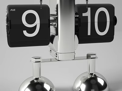 Decorative Ornament Set With Black Number Panels Showing 9 And 10 And Silver Spherical Bases 3d model