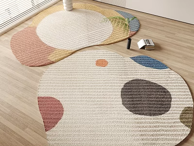 Colorful Irregular Shaped Area Rugs With Artistic Design For Living Room 3d model