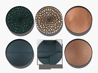 Modern Circular Wall Decor with Intricate Textures and Colorful Patterns 3d model