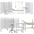 Medical Equipment Including Mobile Cart Partition Screen Examination Table And Stool