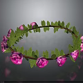 Elegant Circular Plant Wreath Adorned With Pink Roses And Green Leaves For Decoration