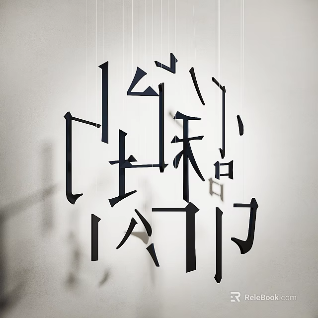 Stylish Modern Geometric Abstract Hanging Wall Decor For Living Room Interior 3d model 