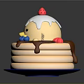 Cute Cartoon Table Lamp With Strawberry Blue Stars And Chocolate Details