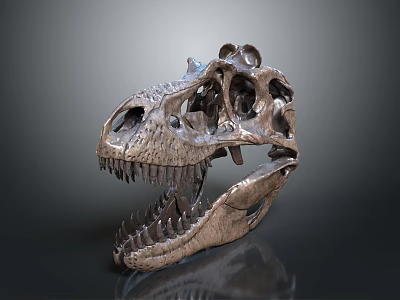 Detailed T Rex Dinosaur Skull With Visible Skeletal Organs And Sharp Teeth Structure 3d model