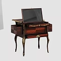 Elegant Classic Wooden Dressing Table With Gold Accents Ornate Mirror And Drawers