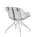 Two Modern Leisure Chairs With Metal Wire Frame And Brown Leather Seats