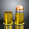 Firearm Bullet Cartridge With Shiny Golden Shell And Copper Top Design