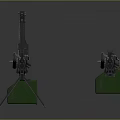 Military Machine Guns With Green Ammunition Boxes And Tripods