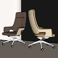Modern Brown And Beige Office Chairs With Ergonomic Armrests And Swivel Base
