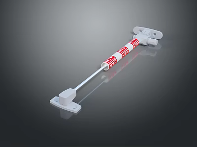 Hardware Tool White Gas Spring With Red Labels And Mounting Brackets 3d model