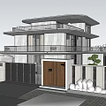 Modern Courtyard Garden With Villa Swimming Pool Terrace And Green Plants
