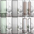 Colored Glass Room Dividers With Textured Patterns And Plants In Modern Interior