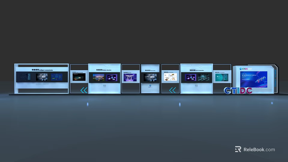 Modern Digital Background Wall With Multiple Display Screens And Visual Content 3d model