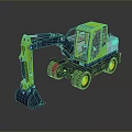 Green And Black Compact Functional Vehicle With Four Wheel Design And Front Excavator Bucket