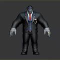 Game Movie Character In Striped Blue Suit With Red Tie And Gold Pocket Watch Chain
