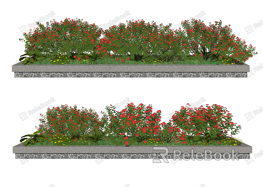 Modern Shrubs Shrub Plants Greening Shrubs Flowers and Plants model