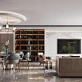 Elegant Modern Living Dining Room With Sectional Sofa Armchair Dining Table And Pendant Lights