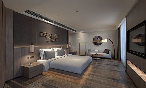 New Chinese Room Hotel Room 3d model