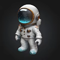 White Astronaut Doll In Spacesuit With Starry Helmet Buttons On Chest And Blue Feet 3d model