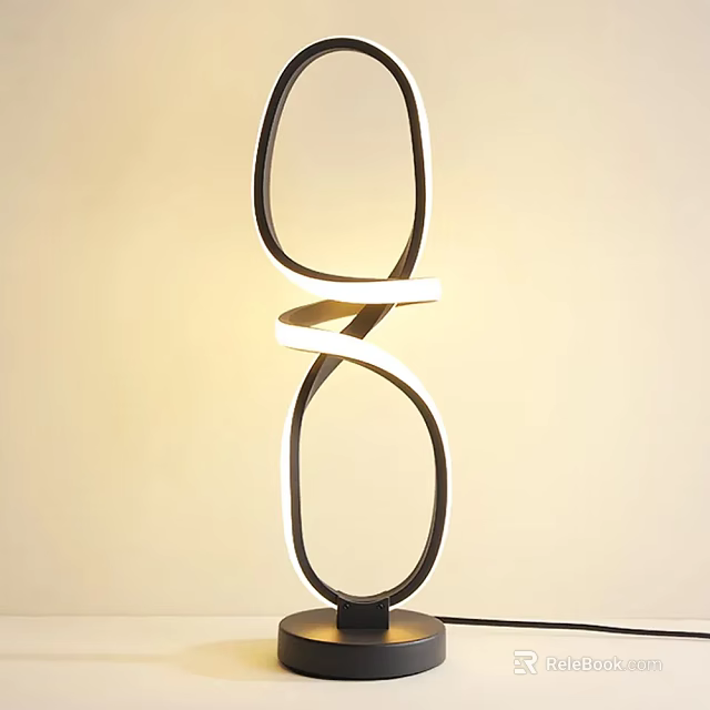 Modern Table Lamp With Twisted Spiral Shape White Light Strip And Sleek Lines 3d model 