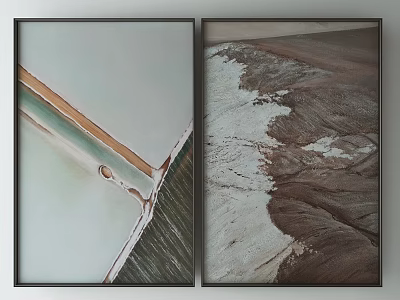 Two Framed Abstract And Natural Landscape Wall Art With Colorful Lines And Textures 3d model