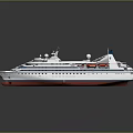 Luxurious Modern Cruise Ship With Multiple Decks White Hull Red Bottom And Deck Facilities