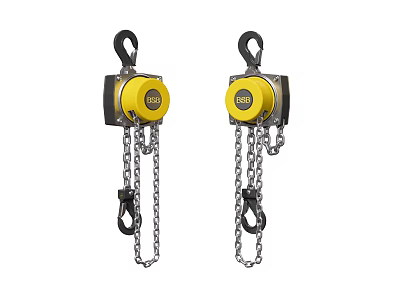 Industrial Equipment Yellow Black Chain Hoists With Steel Chains And Load Hooks 3d model