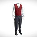 Red Vest With White Shirt And Dark Pants Formal Attire Outfit