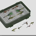 Realistic Insect Shaped Fishing Flies in Green Tackle Box for Anglers