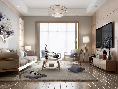 Modern Living Room Interior With Wooden TV Stand TV Sofa Coffee Table And Decorative Elements 3d model