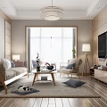 Modern Living Room Interior With Wooden TV Stand TV Sofa Coffee Table And Decorative Elements