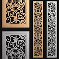 Ornamental Room Dividers With Intricate Filigree Patterns In Golden Silver And Black