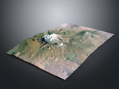 3D Mountain Landscape With Snow Capped Peak Green Slopes And Natural Terrain 3d model