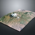 3D Mountain Landscape With Snow Capped Peak Green Slopes And Natural Terrain
