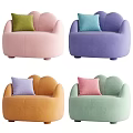 Colorful Single Sofa with Soft Cushions in Pink Purple Orange Green Tones